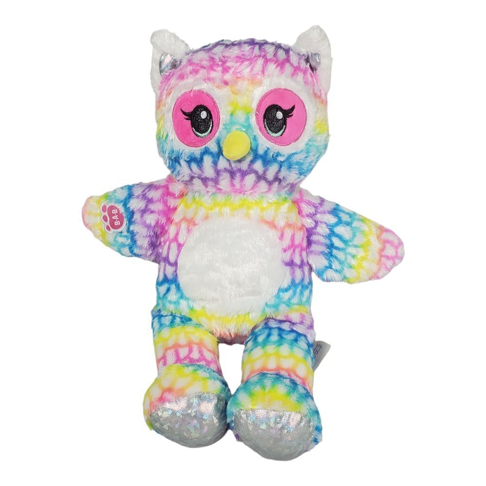 Build A Bear Spotted Owl Plush Tie Dye Bird Pastel Rainbow Colorful BABW 17"